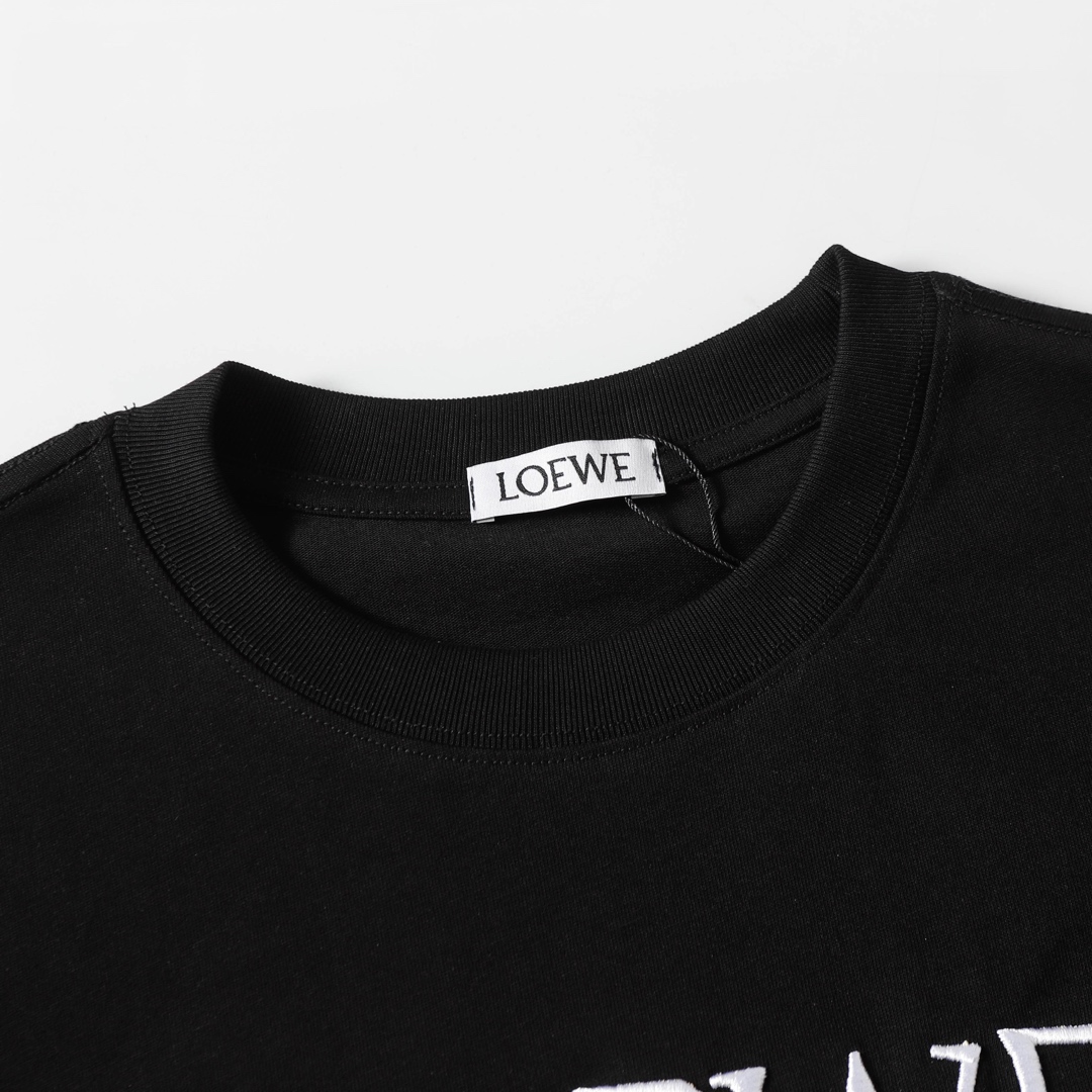LOEWE/罗意威 25ss 黑白大LOGO刺绣短袖 黑色 白色
