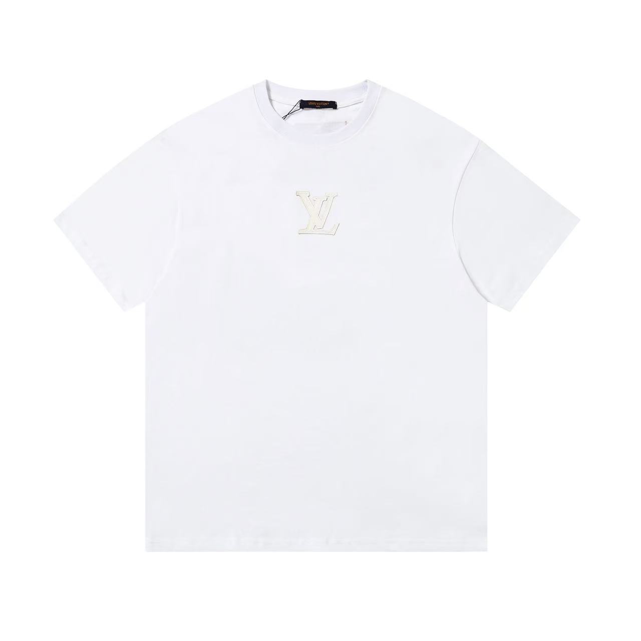 P75 2650 # Nuevo tejido de doble hilo de 270 g Camiseta de manga corta bordada de algodón puro de 26 hilos Color: blanc…
