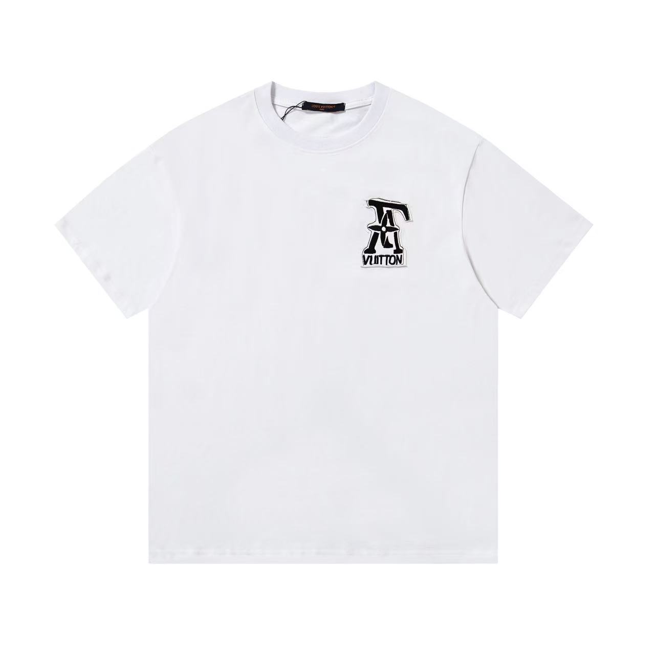 P75 2652 # Nuevo tejido de doble hilo de 270 g Camiseta de manga corta bordada de algodón puro de 26 hilos Color: blanc…
