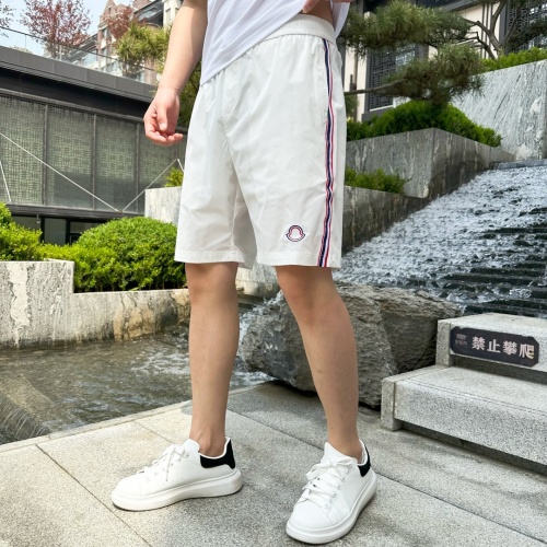 Moncler Men's White Cotton Blend Logo Detail Casual Summer Shorts 1 Moncler Men's White Cotton Blend Logo Detail Casual Summer Shorts