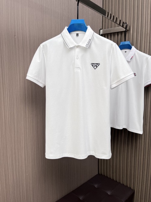 Prada Men's White Short Sleeve Polo Shirt - Breathable Fabric, Stylish Design 1 Prada Men's White Short Sleeve Polo Shirt - Breathable Fabric, Stylish Design