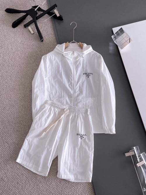 Prada Summer Sunscreen Set: Lightweight Jacket & Shorts - Luxury Style 1 Prada Summer Sunscreen Set: Lightweight Jacket & Shorts - Luxury Style