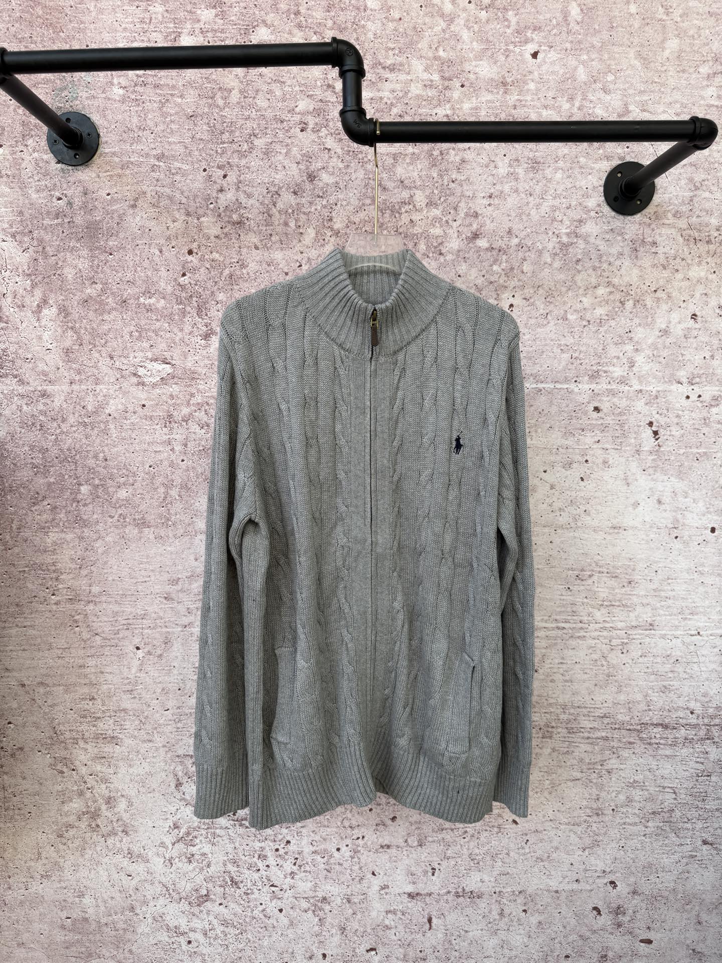 Ralph Lauren Full Zip Cable Knit Cotton Sweater for Men and Women