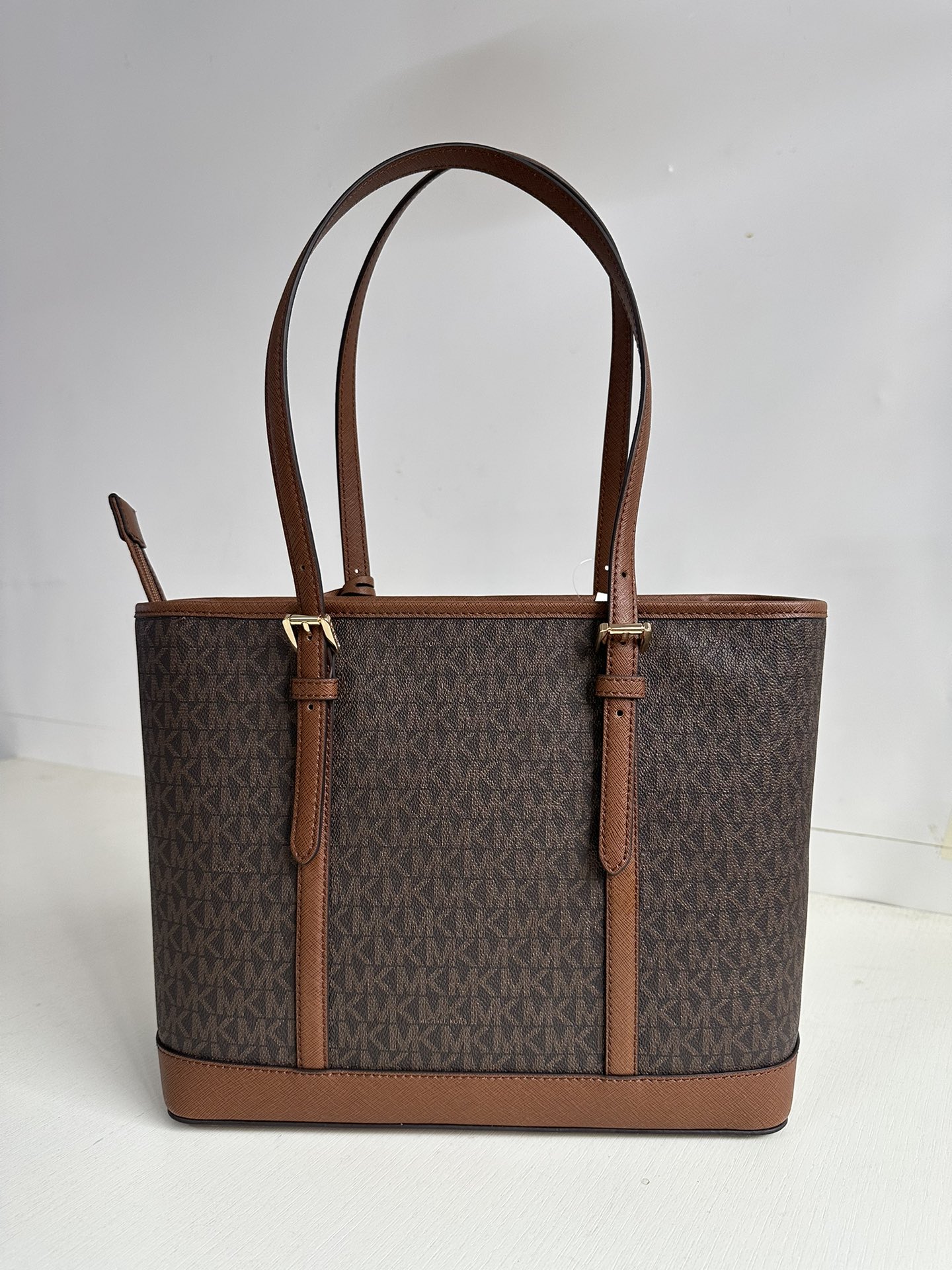 Michael Kors Michael kors mk新款 JET SET TRAVEL系列印花配皮女士单肩手提托特购物袋 尺寸：底长30×24×13