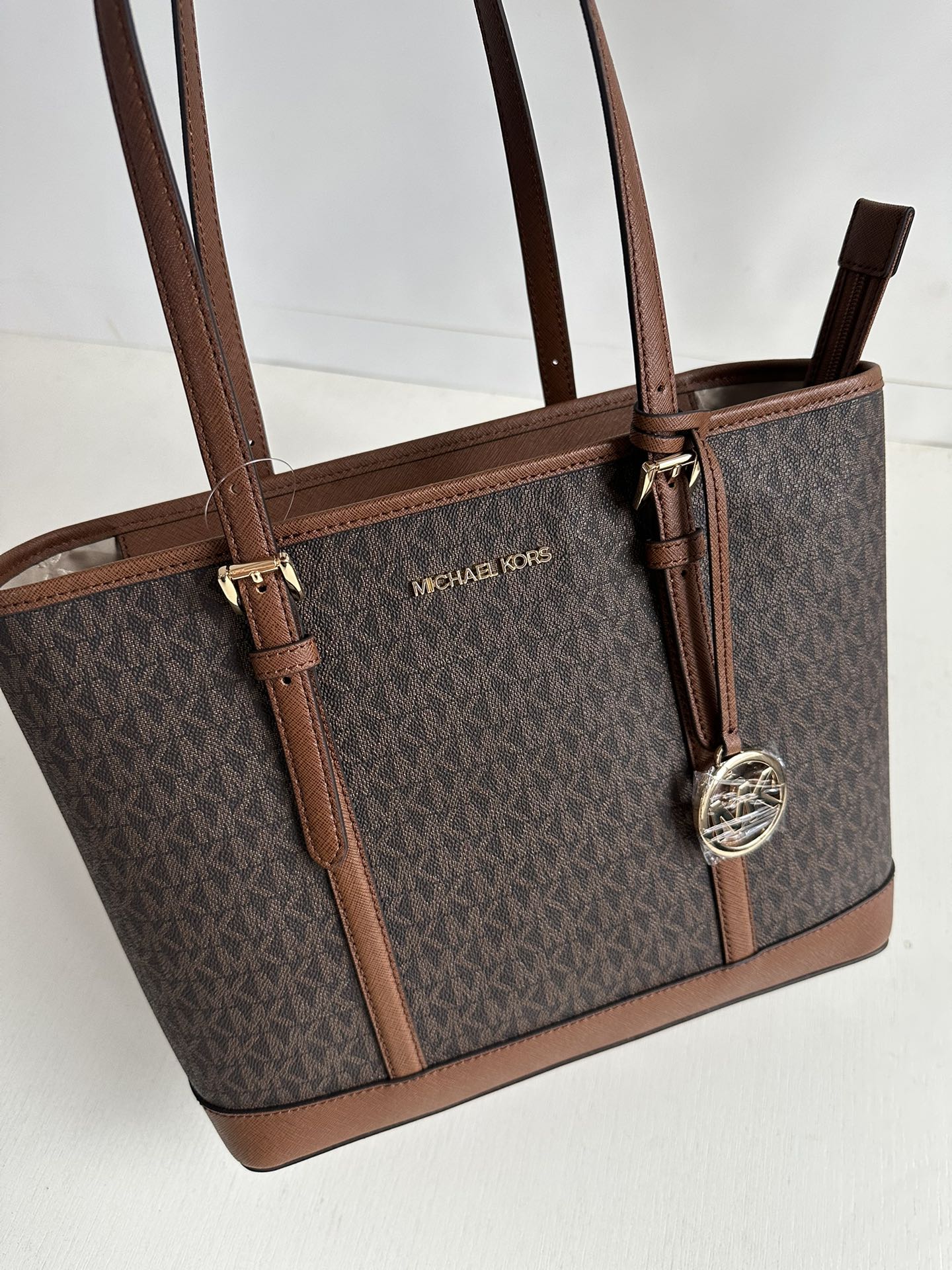 Michael Kors Michael kors mk新款 JET SET TRAVEL系列印花配皮女士单肩手提托特购物袋 尺寸：底长30×24×13
