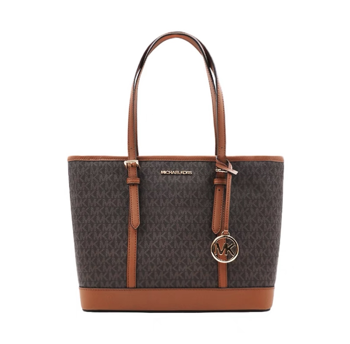 Michael Kors Michael kors mk新款 JET SET TRAVEL系列印花配皮女士单肩手提托特购物袋 尺寸：底长30×24×13