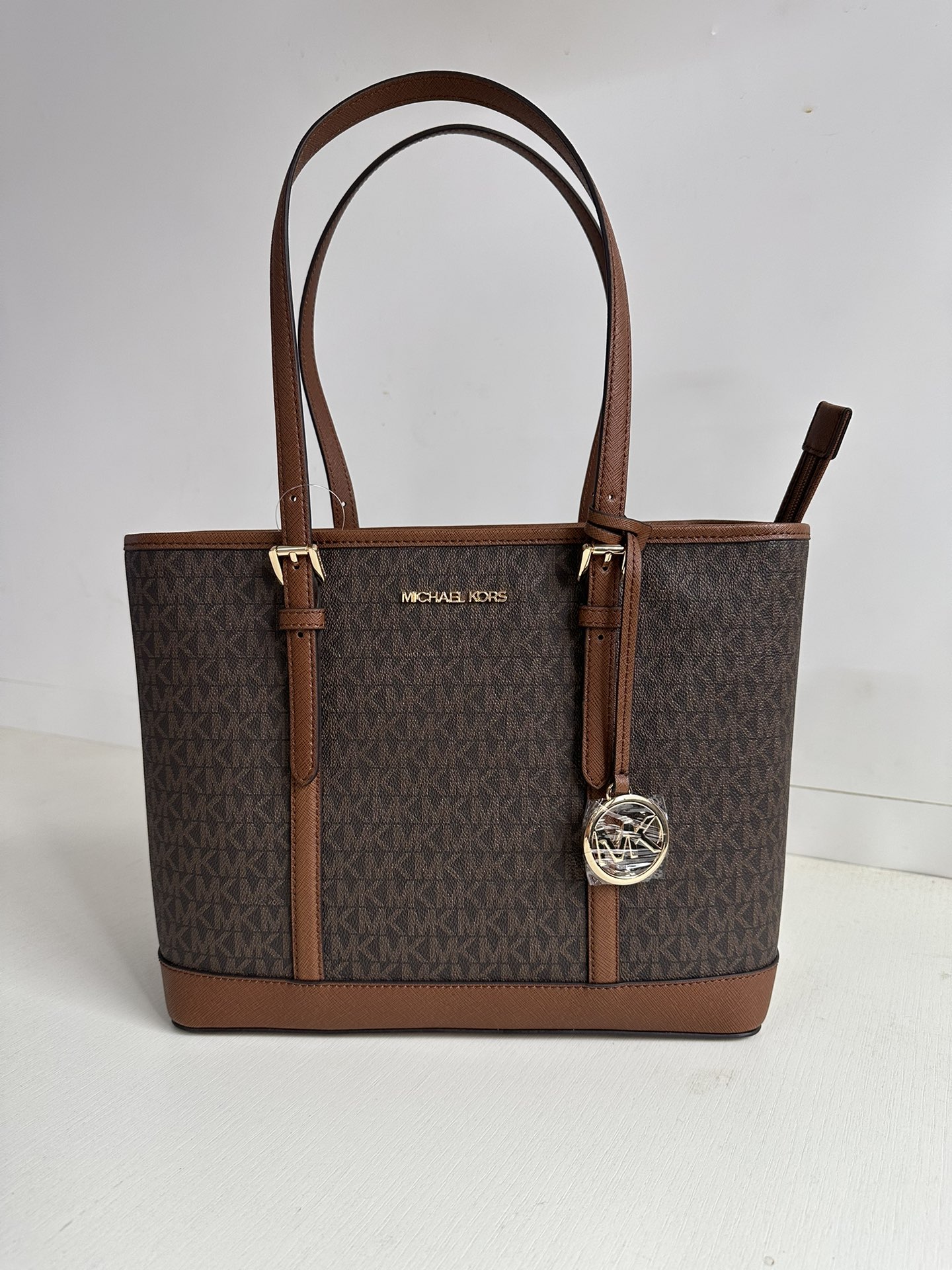 Michael Kors Michael kors mk新款 JET SET TRAVEL系列印花配皮女士单肩手提托特购物袋 尺寸：底长30×24×13