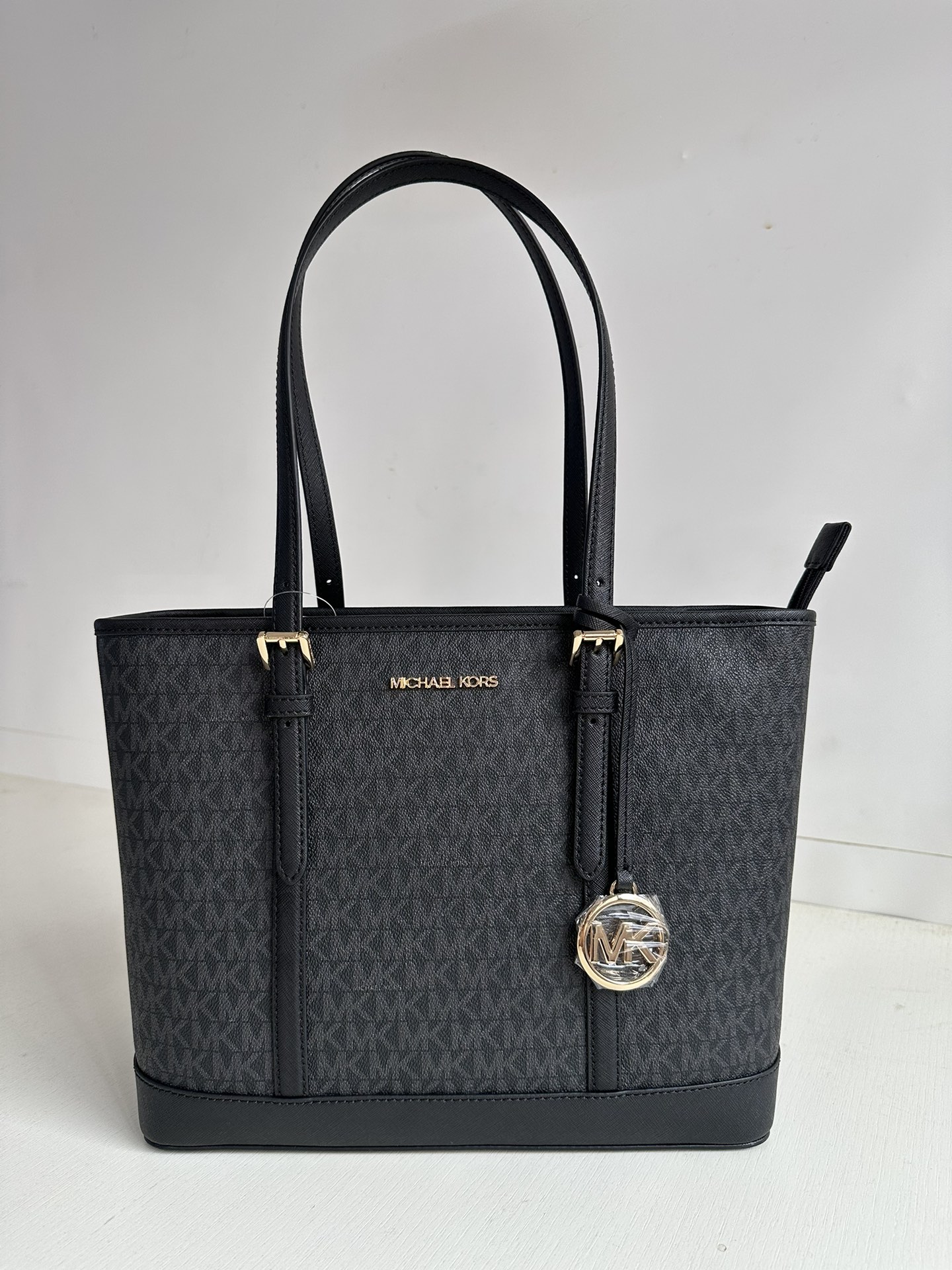 Michael Kors Michael kors mk新款 JET SET TRAVEL系列印花配皮女士单肩手提托特购物袋 尺寸：底长30×24×13