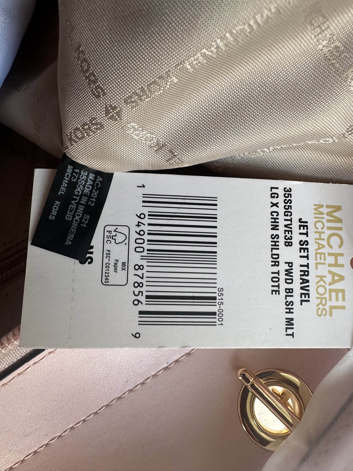 原单340
mk新款JET SET TRAVEL系列妈咪购物袋，尺寸:底长27上宽39&times;26&times;11