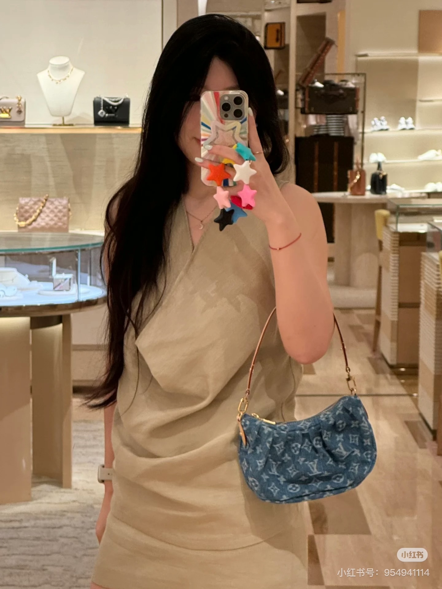 Louis Vuitton Blue Denim Monogram Mini Pleated Baguette - Stylish and Compact