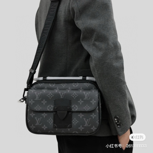 Louis Vuitton Monogram Shadow Leather Messenger Bag for Men, Crossbody Style 1 Louis Vuitton Monogram Shadow Leather Messenger Bag for Men, Crossbody Style