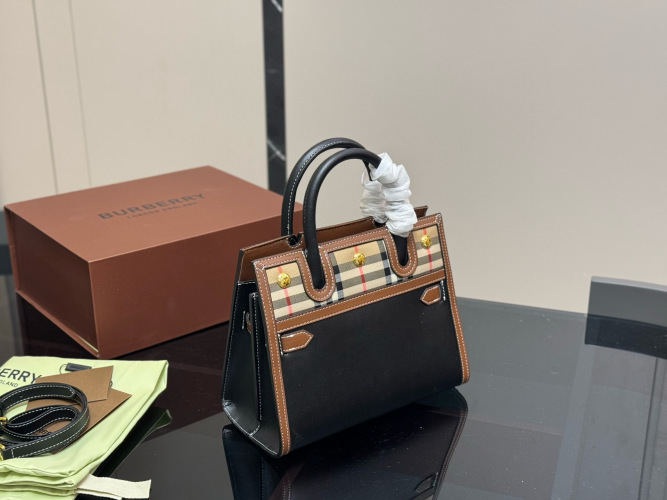 Burberry Frances Canvas and Leather Tote Bag, 25 x 20 cm, Vintage Chic 1 Burberry Frances Canvas and Leather Tote Bag, 25 x 20 cm, Vintage Chic