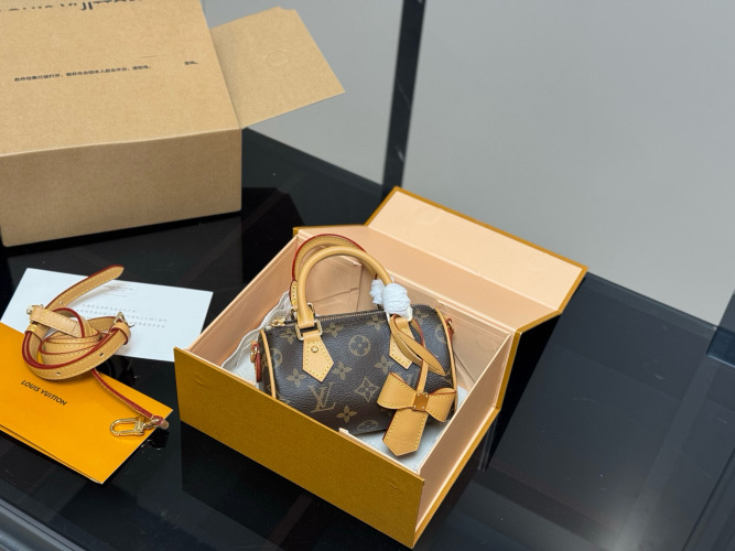 LV Speedy Nano: Stylish Mini Handbag with Adjustable Strap, 16*12cm 1 LV Speedy Nano: Stylish Mini Handbag with Adjustable Strap, 16*12cm