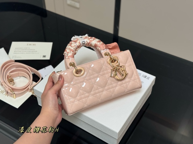 Dior Lady Dior Horizontal Bag, 22cm, Pink Patent Leather, Foldable Box 1 Dior Lady Dior Horizontal Bag, 22cm, Pink Patent Leather, Foldable Box