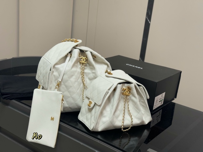 Chanel 25s White Hobo Bag: Quilted Leather, Gold Chain, and Compact Size 1 Chanel 25s White Hobo Bag: Quilted Leather, Gold Chain, and Compact Size