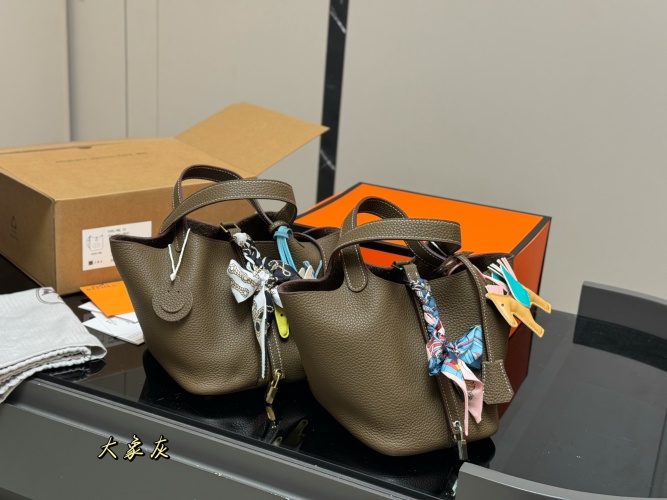 Hermes Picotin Lock 18 Bag: First Layer Leather, Wax Thread, and Silk Scarf 1 Hermes Picotin Lock 18 Bag: First Layer Leather, Wax Thread, and Silk Scarf