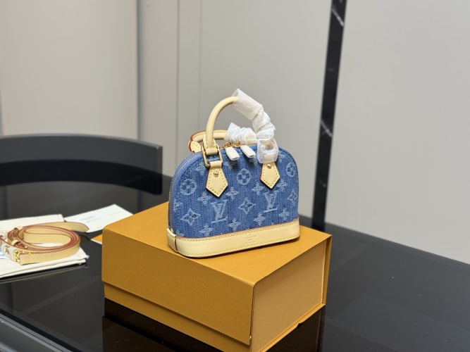 Louis Vuitton Alma BB Blue Monogram Jacquard Denim Crossbody Bag 1 Louis Vuitton Alma BB Blue Monogram Jacquard Denim Crossbody Bag