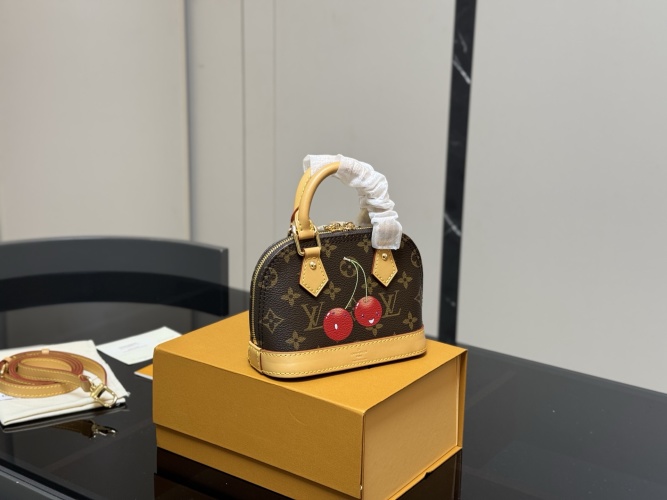 Louis Vuitton Alma Nano Monogram Canvas with Cherry Print Crossbody Bag 1 Louis Vuitton Alma Nano Monogram Canvas with Cherry Print Crossbody Bag