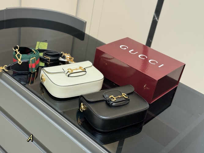 Gucci 1955 Horsebit Saddle Bag, Monogram and Trim Design, Compact Size 1 Gucci 1955 Horsebit Saddle Bag, Monogram and Trim Design, Compact Size