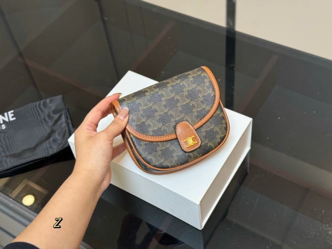Celine Ava Brown Triomphe Canvas Handbag, 14*16cm, Stylish and Practical 1 Celine Ava Brown Triomphe Canvas Handbag, 14*16cm, Stylish and Practical