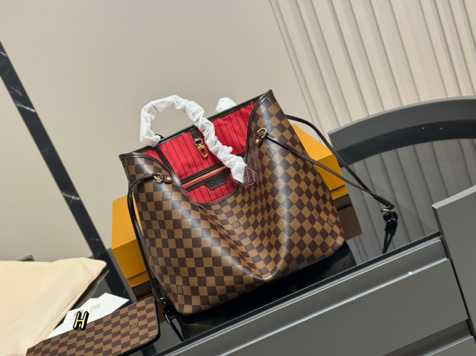 Louis Vuitton Neverfull Medium Tote Bag Damier Ebene with Folding Box 1 Louis Vuitton Neverfull Medium Tote Bag Damier Ebene with Folding Box