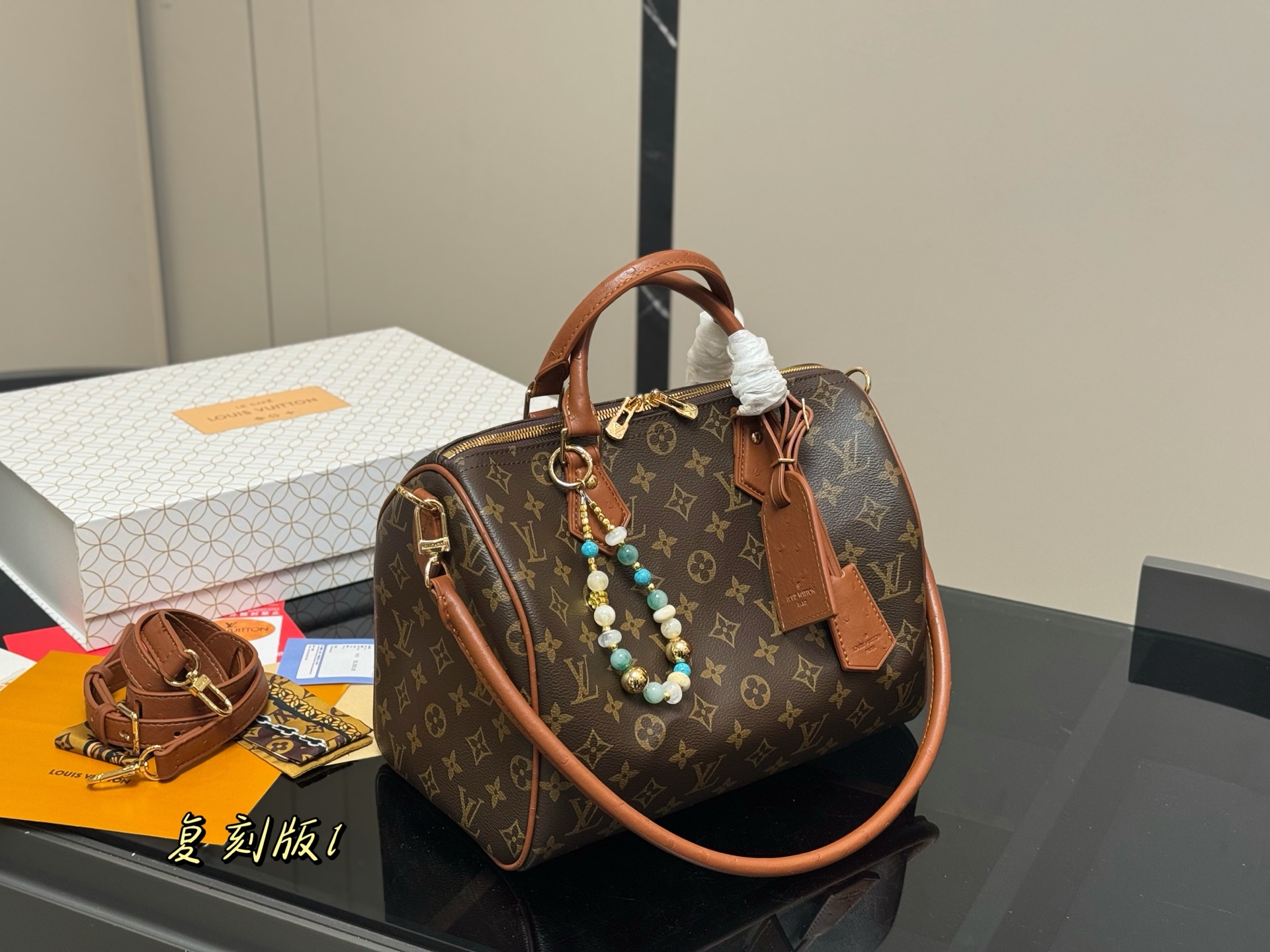 Louis Vuitton Keepall Stylish Pillow Bag with Leather Accents, 30cm