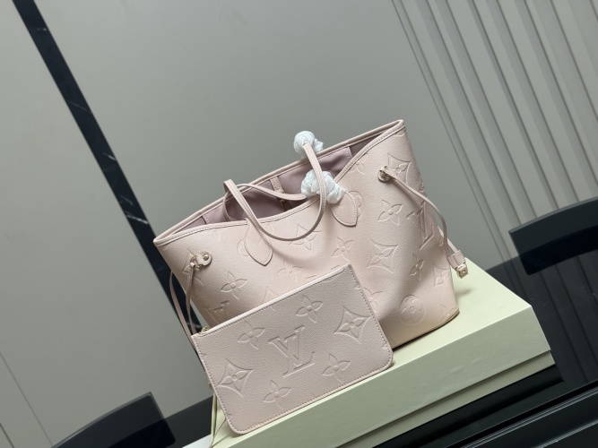 Louis Vuitton Neverfull MM Embossed Leather Tote Bag with Pouch 1 Louis Vuitton Neverfull MM Embossed Leather Tote Bag with Pouch