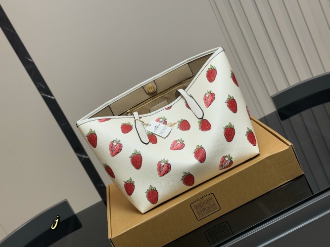 Coach City Tote Bag Classic Logo Shopping Bag With Strawberry Print 1 Coach City Tote Bag Classic Logo Shopping Bag With Strawberry Print