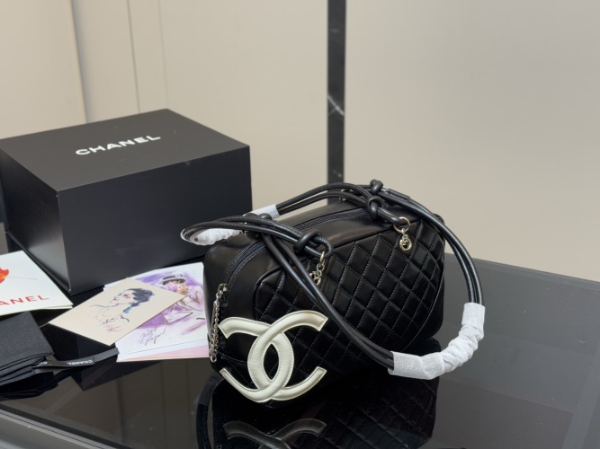 Chanel Black & White Quilted Leather Panda Kampong Pillow Bag, 27cm 1 Chanel Black & White Quilted Leather Panda Kampong Pillow Bag, 27cm