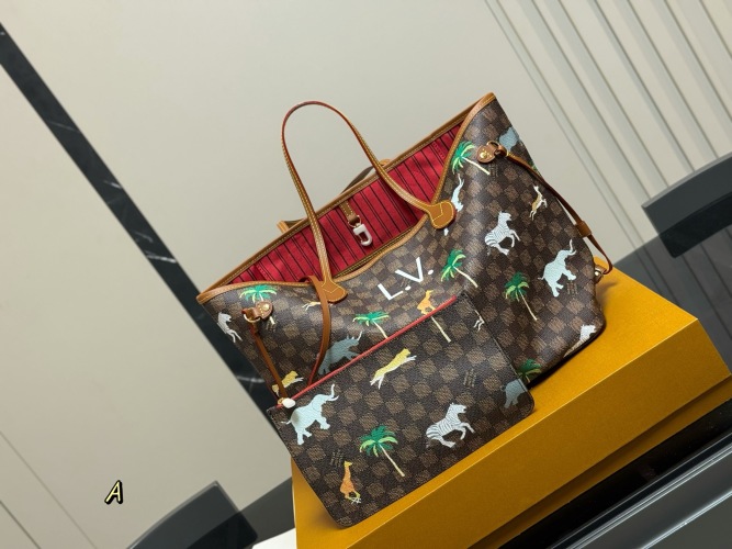 LV Neverfull Medium Shopping Bag, 32x28 cm, Classic, High-Quality Tote 1 LV Neverfull Medium Shopping Bag, 32x28 cm, Classic, High-Quality Tote