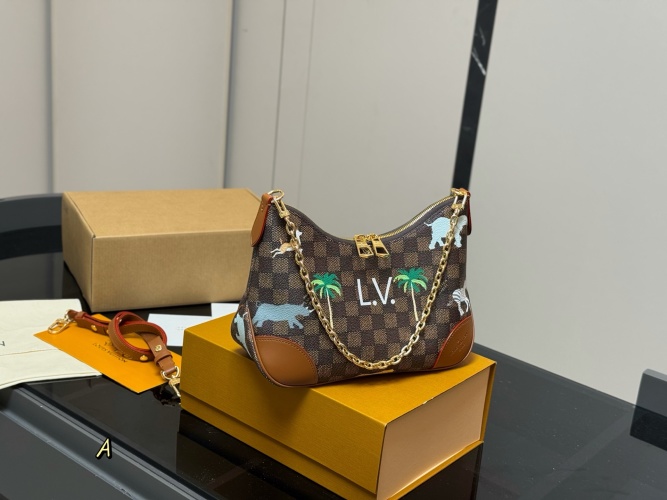 Louis Vuitton Brown Cowhide Leather Shoulder Bag with Chain Strap 1 Louis Vuitton Brown Cowhide Leather Shoulder Bag with Chain Strap