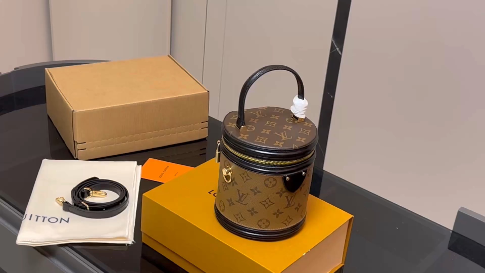 Louis Vuitton Cylinder Bag, Monogram Coated Canvas, Leather Top Handle