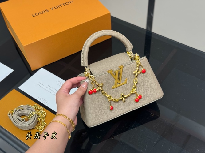 Louis Vuitton Capucines Mini Taurillon Leather With Chain and LV Logo 1 Louis Vuitton Capucines Mini Taurillon Leather With Chain and LV Logo