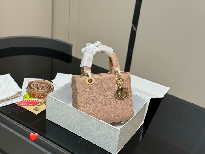 Dior Lady Dior Embroidered Lambskin Bag with Shoulder Strap, 20 cm 1 Dior Lady Dior Embroidered Lambskin Bag with Shoulder Strap, 20 cm