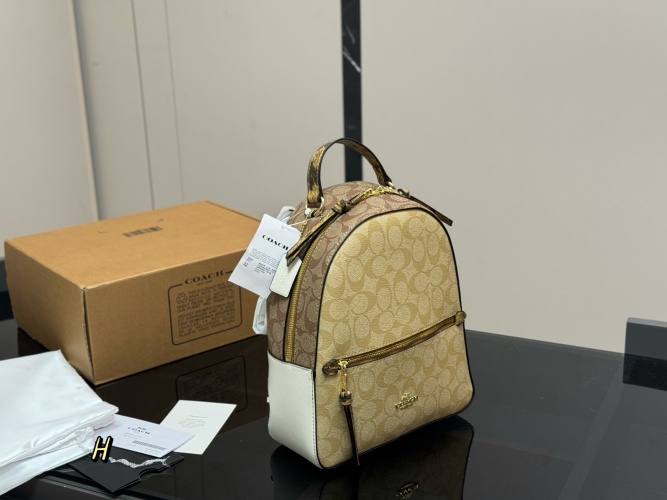 Coach Coated Canvas and Leather Backpack, Signature Design, Versatile & Chic 1 Coach Coated Canvas and Leather Backpack, Signature Design, Versatile & Chic