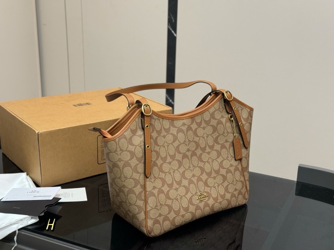 Coach Hanna Tote Bag, Small Signature Handbag with Interior Compartments