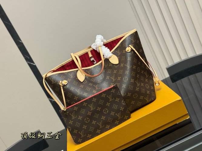 Louis Vuitton Neverfull Medium Monogram Canvas Tote Bag with Pouch 1 Louis Vuitton Neverfull Medium Monogram Canvas Tote Bag with Pouch