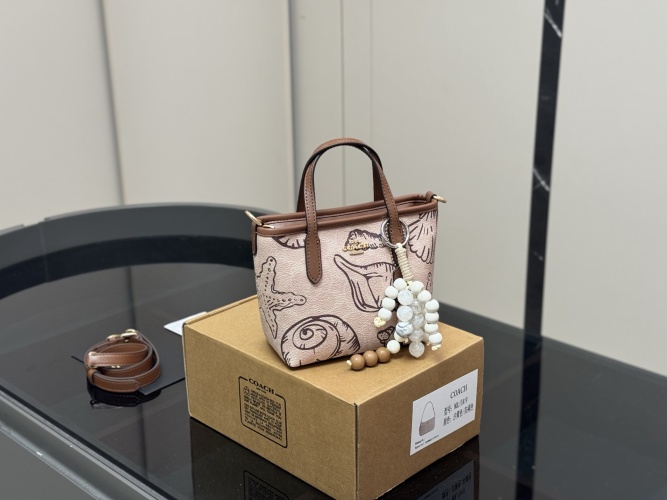 Coach Mini Tote Bag with Sea Shell Print - Stylish and Compact 1 Coach Mini Tote Bag with Sea Shell Print - Stylish and Compact