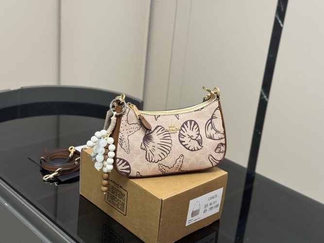 Coach Teri Shoulder Bag with Seashell Print, Convertible Crossbody 1 Coach Teri Shoulder Bag with Seashell Print, Convertible Crossbody