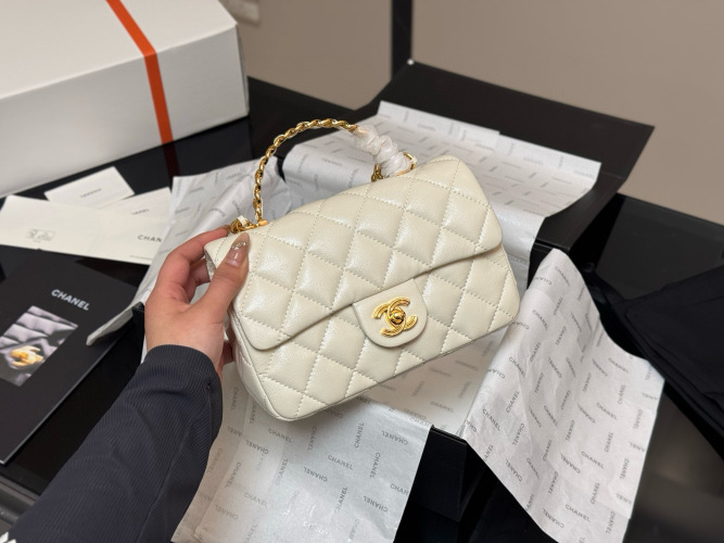 Chanel 23s Mini CF Top Handle Bag Lambskin Leather Crossbody Handbag 1 Chanel 23s Mini CF Top Handle Bag Lambskin Leather Crossbody Handbag