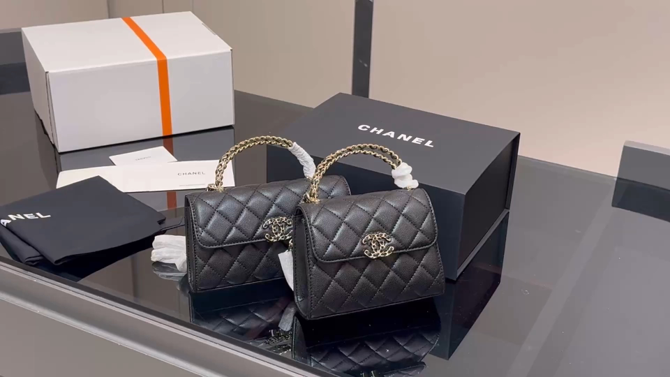 Elegant Quilted Leather Top Handle Bag - Inspired by Chanel Design