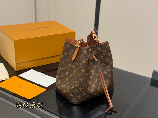 Louis Vuitton Néonoé MM Monogram Brown Leather Bucket Bag 26 cm 2 Louis Vuitton Néonoé MM Monogram Brown Leather Bucket Bag 26 cm