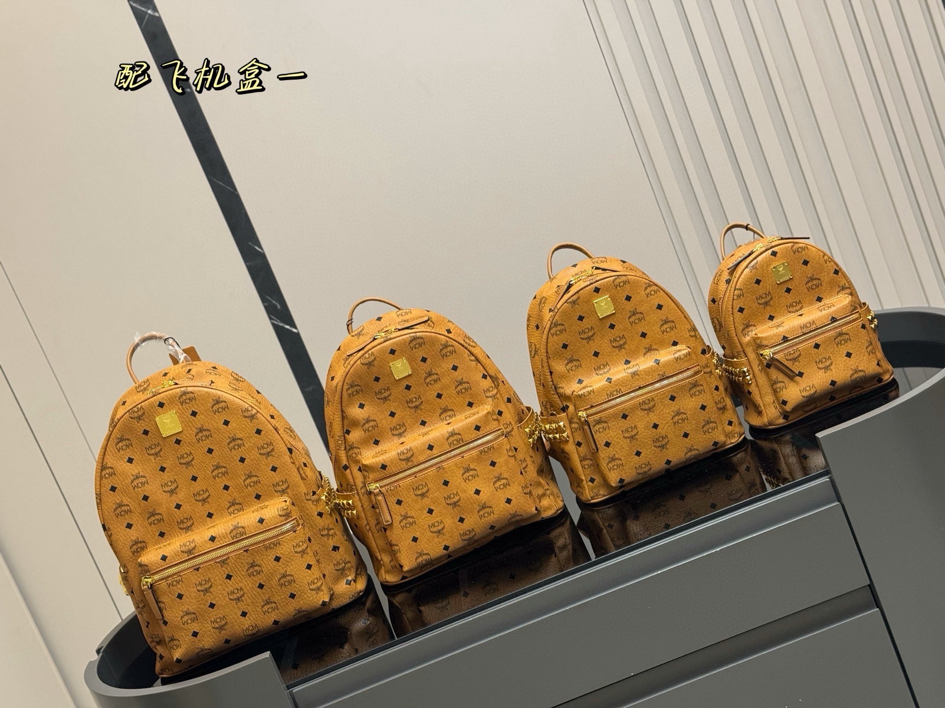 MCM Classic Backpack with Logo Print, Multiple Sizes Available