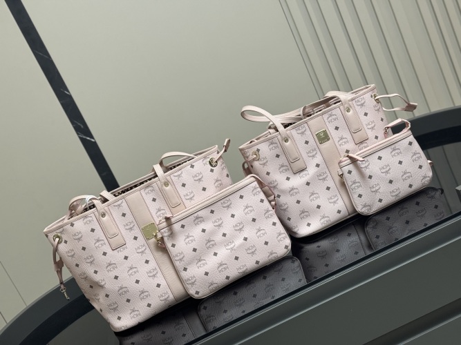 MCM Reversible Liz Shopping Bag in Powder Pink with Removable Pouch 1 MCM Reversible Liz Shopping Bag in Powder Pink with Removable Pouch