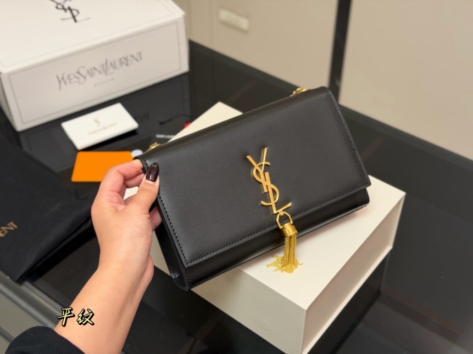 Yves Saint Laurent Women's Black Leather WOC Envelope Chain Shoulder Bag