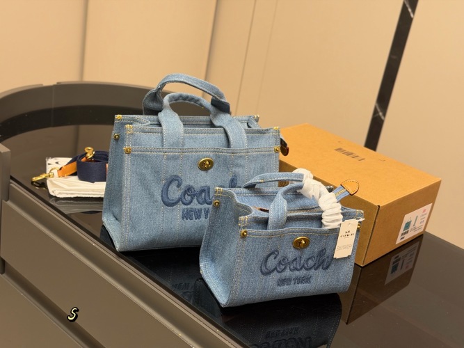 Coach Cargo Denim Tote Bag, Stylish and Versatile Handbag 1 Coach Cargo Denim Tote Bag, Stylish and Versatile Handbag