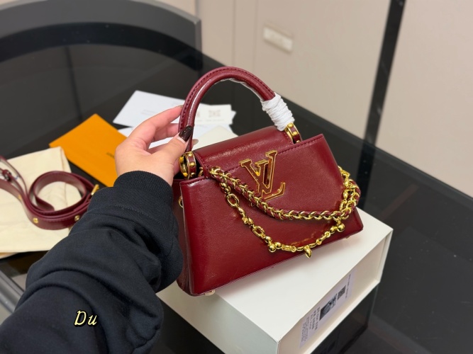 Louis Vuitton Capucines Mini Handbag in Burgundy Taurillon Leather 1 Louis Vuitton Capucines Mini Handbag in Burgundy Taurillon Leather
