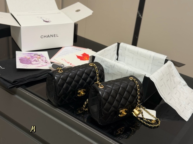 Chanel Square Mini Flap Bag, Black Quilted Leather with Gold Hardware, Classic Style 45 Chanel Square Mini Flap Bag, Black Quilted Leather with Gold Hardware, Classic Style