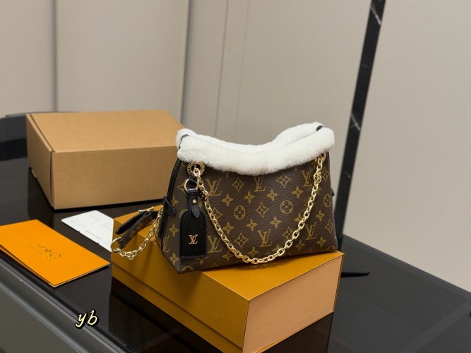 Louis Vuitton CarryAll Bag Brown Monogram Canvas with Golden Chain Strap 1 Louis Vuitton CarryAll Bag Brown Monogram Canvas with Golden Chain Strap