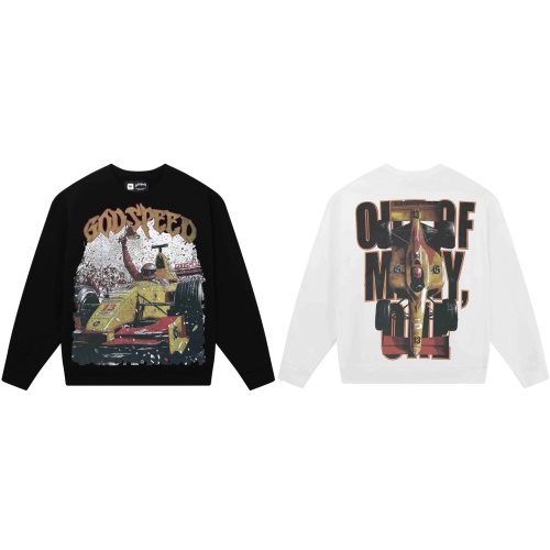 Godspeed Racing Car Print Cotton Sweatshirt - Urban Style, Black and White